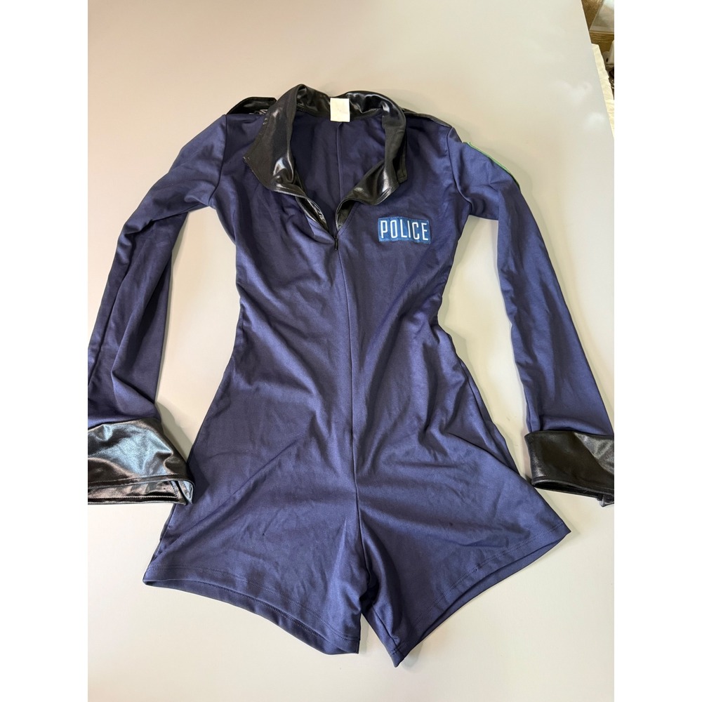 Leg Avenue Womens Police Officer Costume Romper Navy Blue Long Sleeve S/M